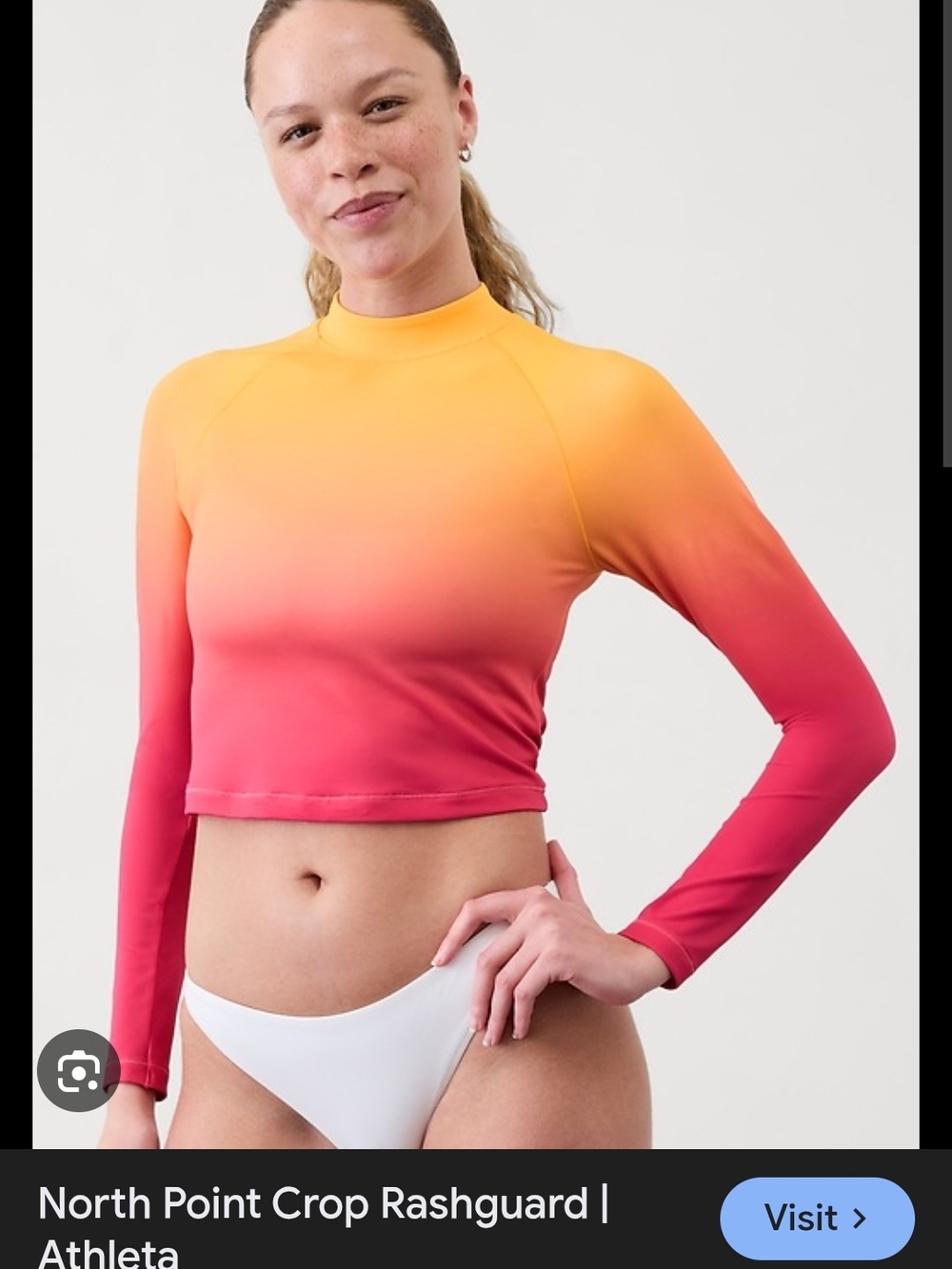 Athleta Gradient Orange to Pink Long-Sleeve Crop Rashguard